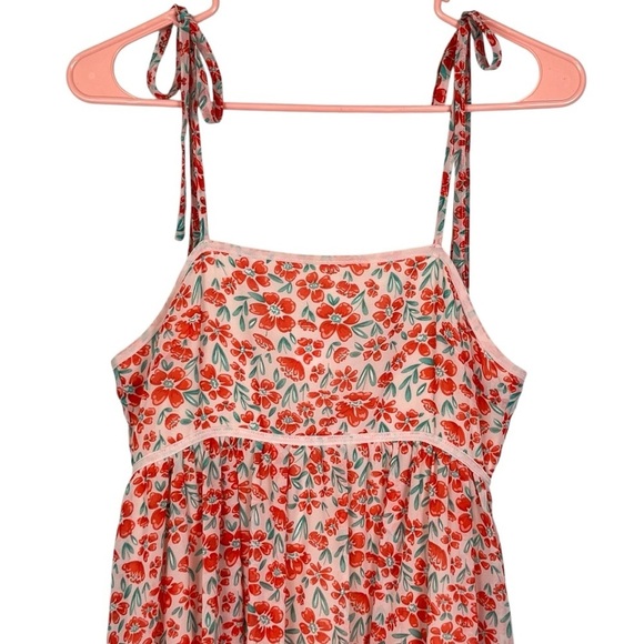 Pink Lily Peach Floral Babydoll Maxi Dress with Smocked Back Size Small - Picture 3 of 12